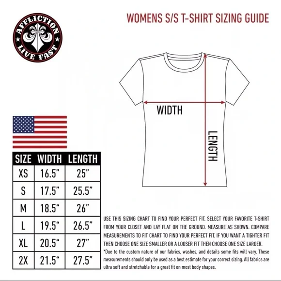 Affliction Women's T-Shirt ACMC ROSE Multi Color Cross Biker Wings - Picture 5 of 5